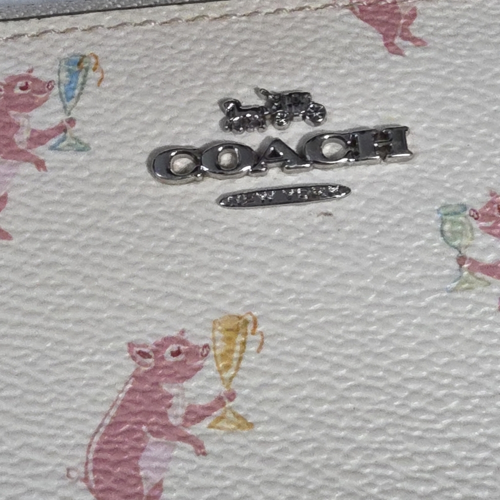 Authentic Coach Party Pig Print Accordion Wallet - Picture 3 of 16